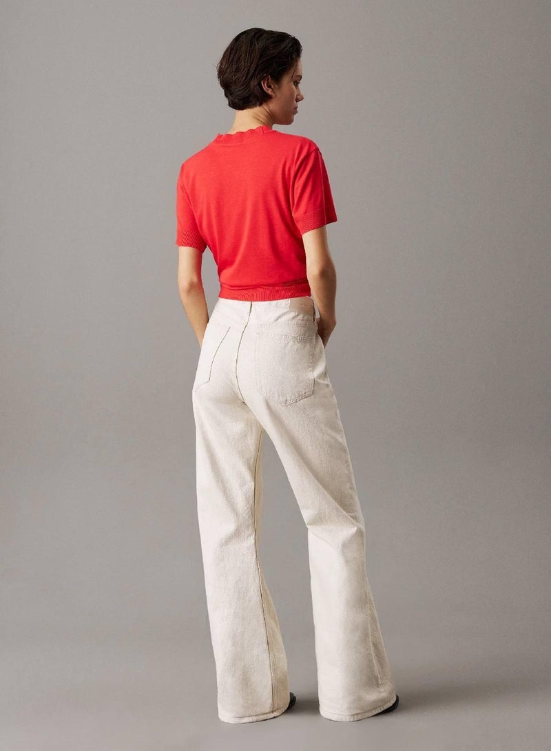 CALVIN KLEIN Relaxed Flared Linen Blend Jeans - Image 2