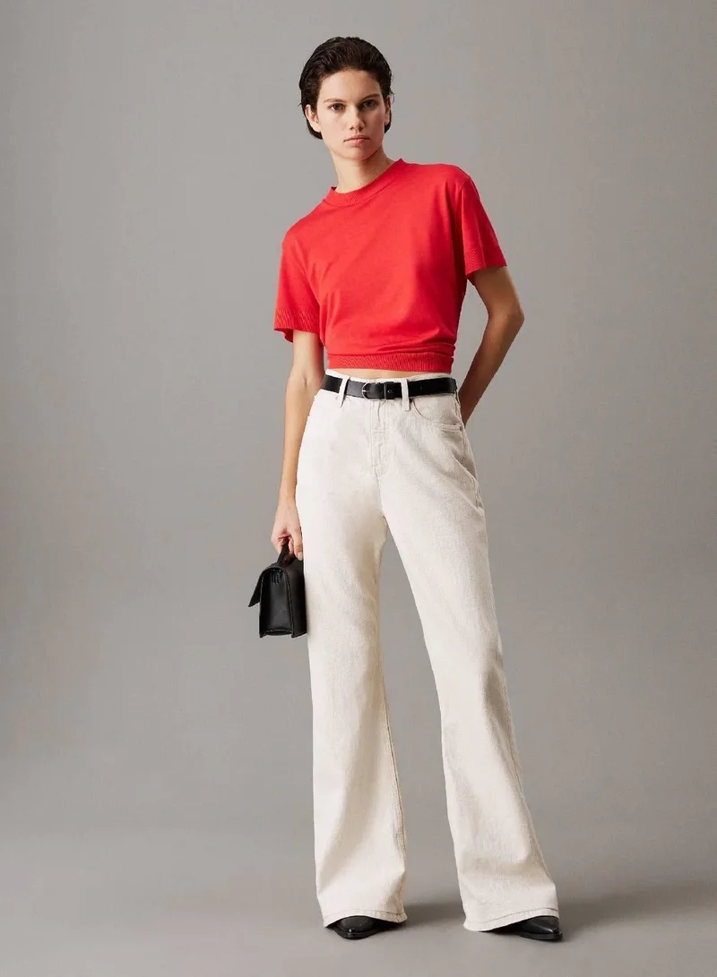 Relaxed Flared Linen Blend Jeans