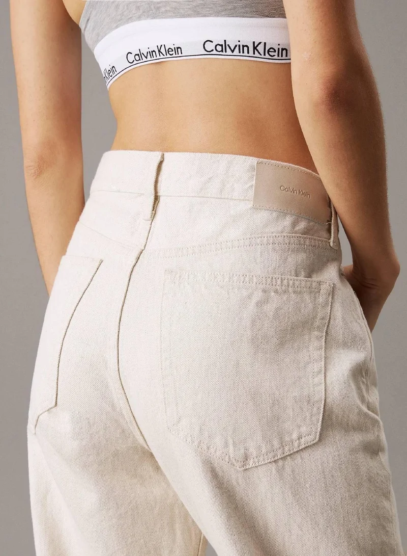 Calvin Klein Denim Light Relaxed Flared Linen Blend Jeans for Women | Best Price UAE