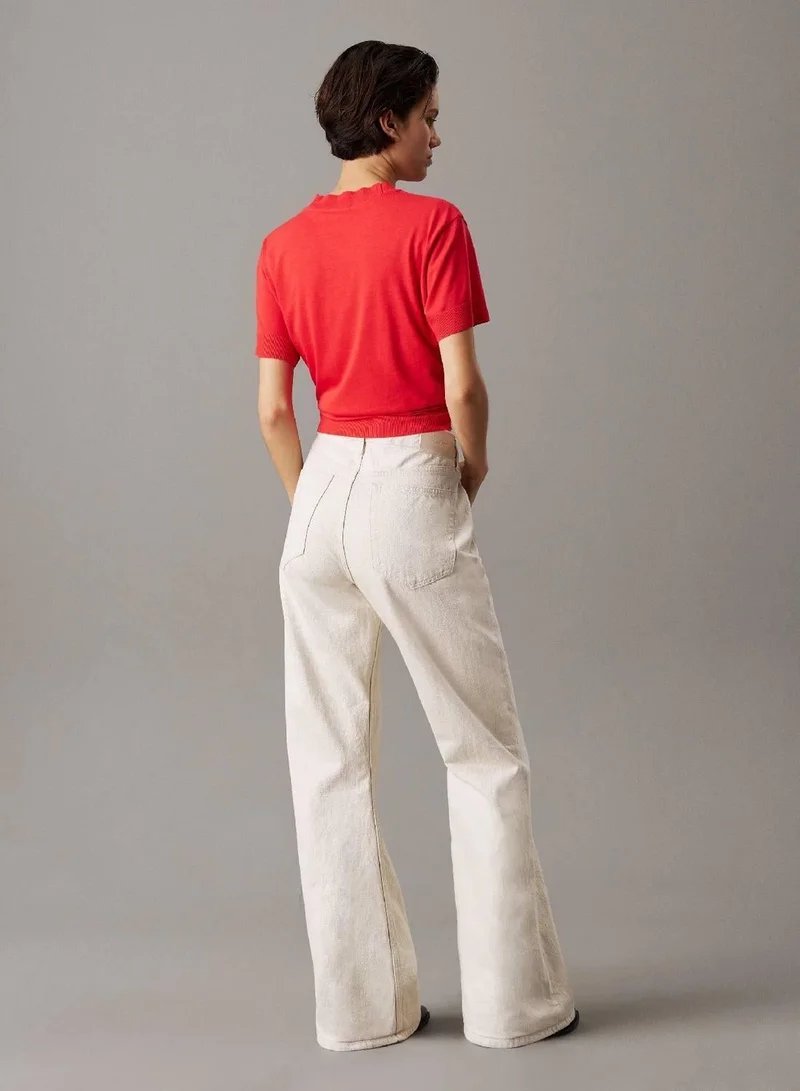 Calvin Klein Denim Light Relaxed Flared Linen Blend Jeans for Women | Best Price UAE