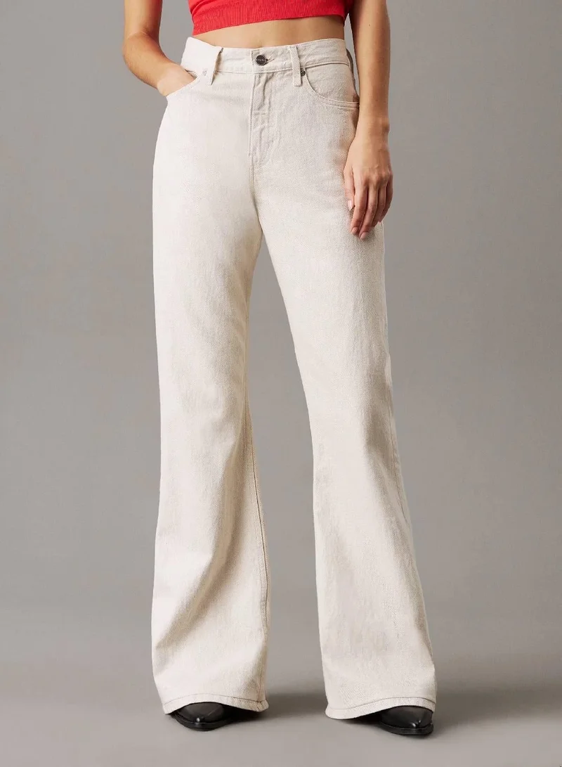 Calvin Klein Denim Light Relaxed Flared Linen Blend Jeans for Women | Best Price UAE