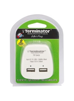 Terminator 3-Pin Wall Charger Double USb Power Adapter Plug Dc 5V 2.1A Ttp13A-2U