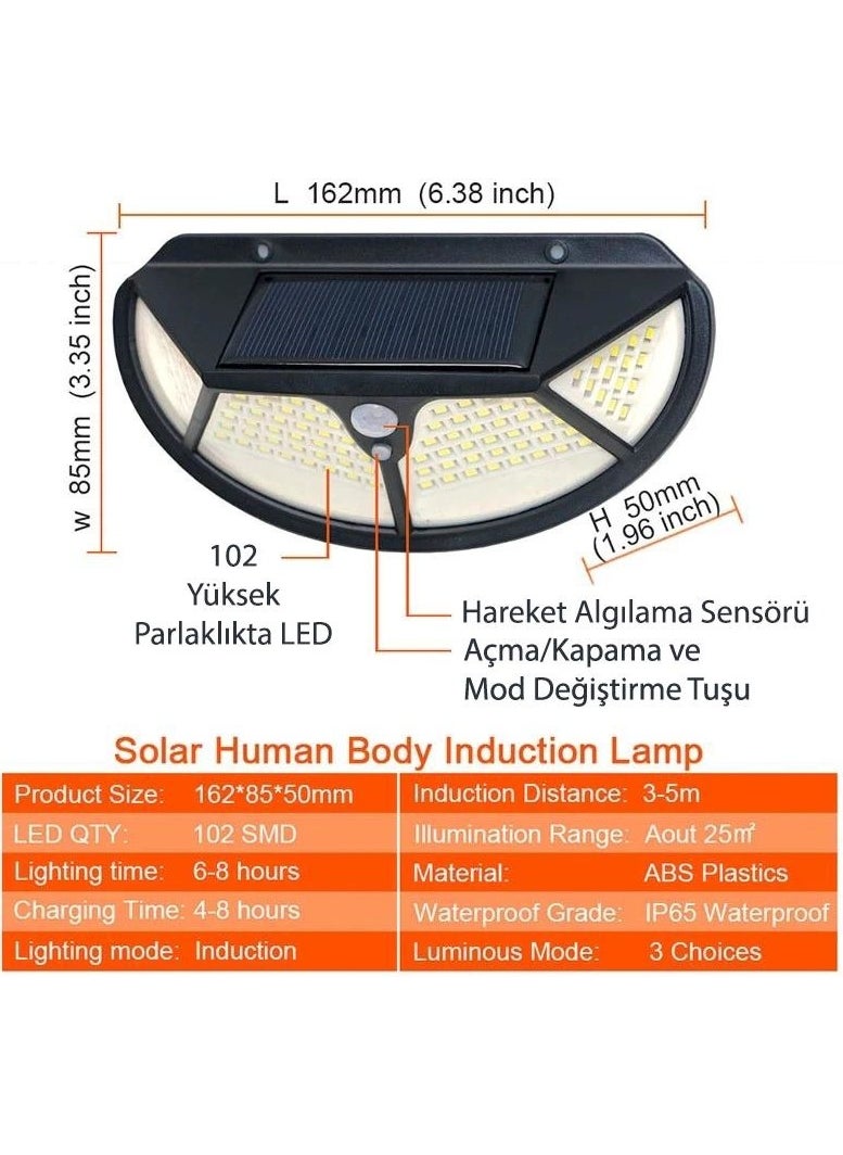 Technosmart 102 LED Solar Garden Lighting Lamp with Motion Sensor Oval 3 Modes  - Image 5