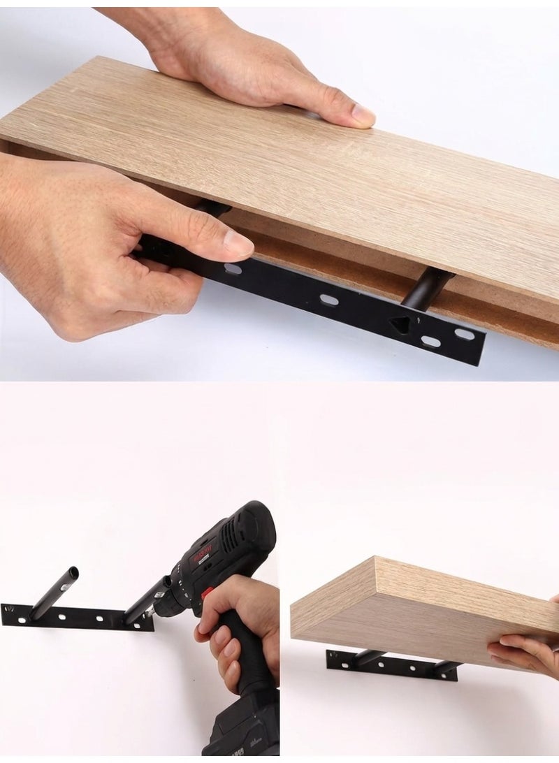 Living 120cm Wooden Finish Open Flat Wall Shelf | Independent Floating Shelf with Concealed Internal Mount | Smart Space-Saving Alternative to Traditional Storage - Image 4