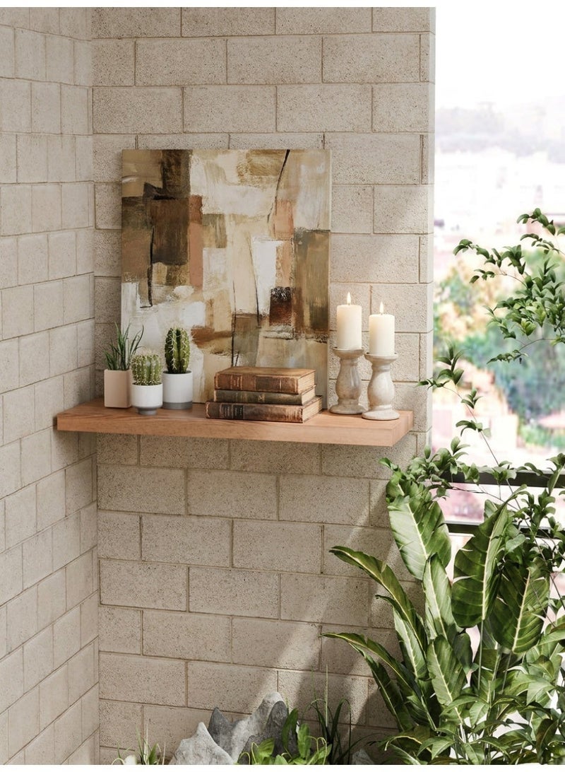 Living 120cm Wooden Finish Open Flat Wall Shelf | Independent Floating Shelf with Concealed Internal Mount | Smart Space-Saving Alternative to Traditional Storage - Image 3