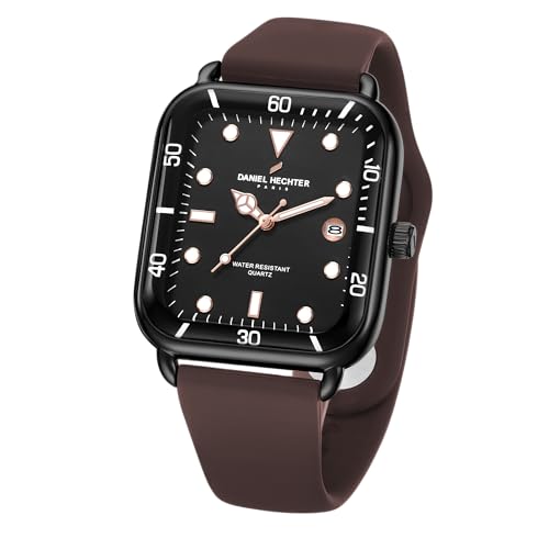 Daniel Hechter Paris Montmartre Collection Square Dial Watch for Men with Stylish Silicone Strap, Water Resistant & Quartz Movement-DHM1011 - Image 1
