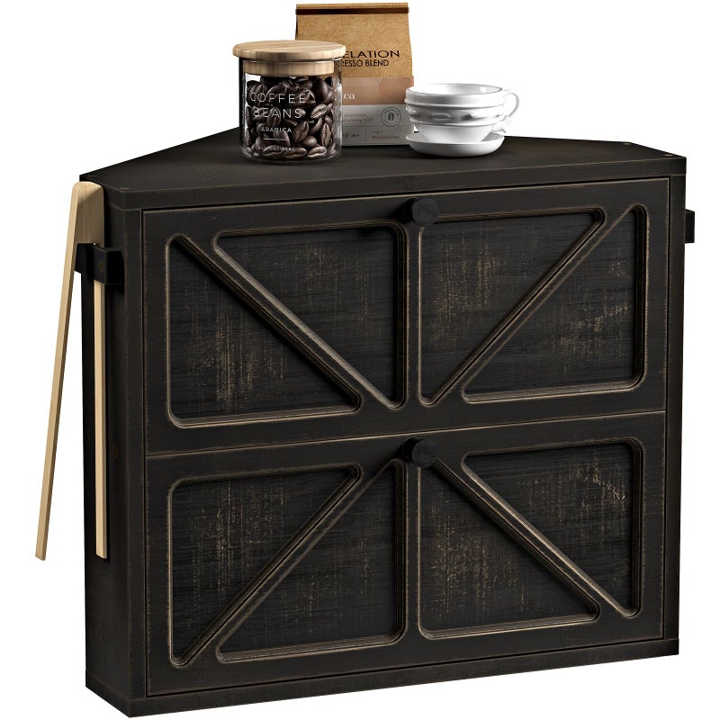 WOWLIVE Vintage Corner Bread Box for Kitchen Counter, Double-Layer Bamboo Bread Storage Bin, Large Capacity Rustic Farmhouse Bread Holder, Breadbox Organizer for Cabinet (Black, Medium) - Image 1