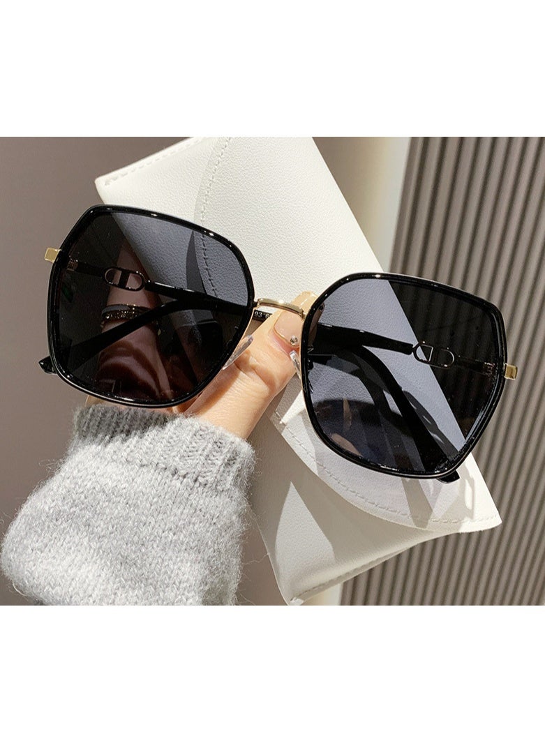 Sunglasses for Women, Oversized Geometric Gradient Lenses, Gold Metal Frame, UV Protection, Anti-Glare, Polarized Driving Shades - Image 1