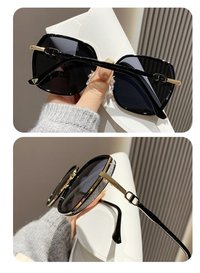 Sunglasses for Women, Oversized Geometric Gradient Lenses, Gold Metal Frame, UV Protection, Anti-Glare, Polarized Driving Shades - Image 3