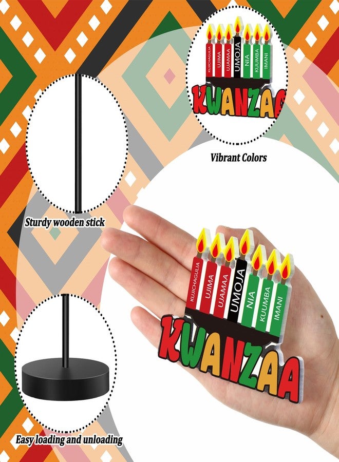 Yuntau 6 Pcs Kwanzaa Table Decorations Signs Happy Kwanzaa Kinara Wooden Centerpieces Red Green Black African Heritage Drum Fruit Table Topper Sign Decor for African Party Holiday Office Home Supplies - Image 4