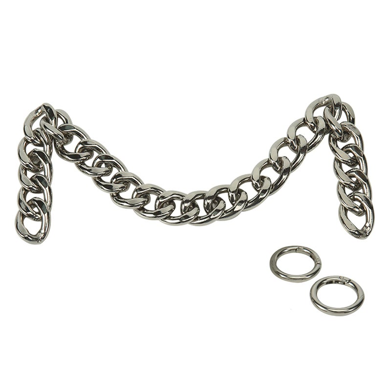 Xiazw DIY Heavy Chunky Aluminum Metal Purse Handle Bag Chain Charms Strap Replacement Handbag Accessories Decoration (Silver)