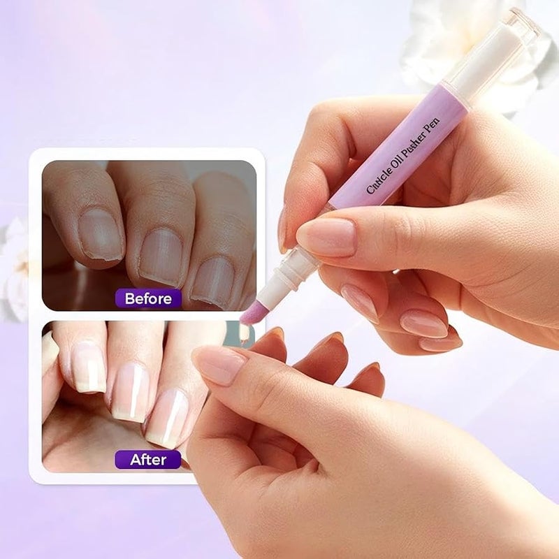 3 in 1 Nail Care Pen Cuticle Oil Pen for Nails, 2026 Upgraded Cuticle Pusher Nail Oil Pen with Ceramic Tip, Moisturize Strengthen Brighten Nails Care (2pc) - Image 2