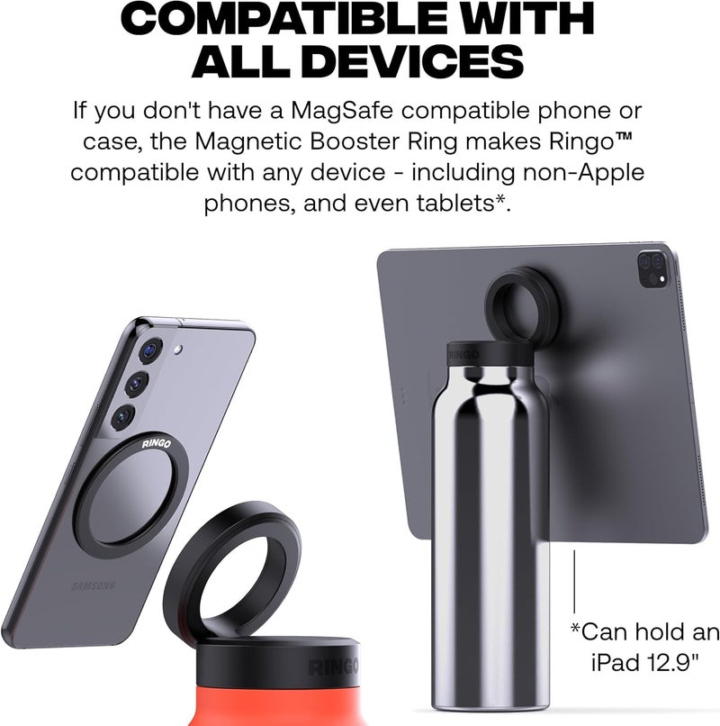 Ringo All-in-One Water Bottle, Tripod, & Magnetic Phone Mount: Stainless Steel Insulated Water Bottle with Magnetic Tripod Phone Holder, Hot 12 Hours, Cold 24 Hours, Works with Any Device - Black 24oz - Image 4