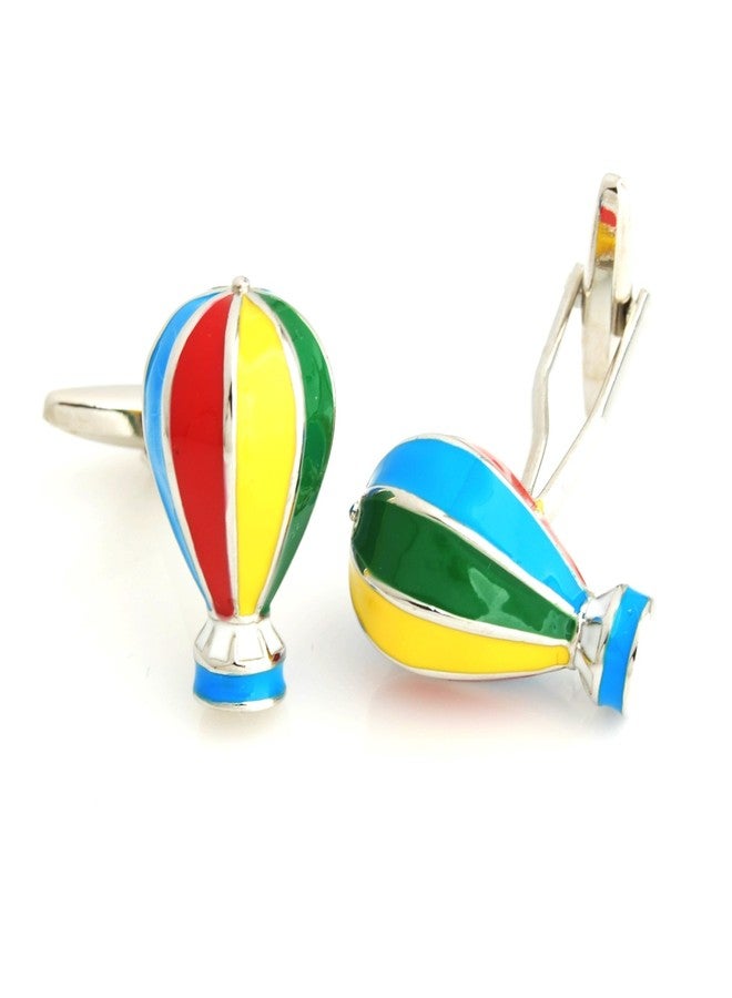 Peluche Enamel Hot Air Balloon Novelty Cufflinks for Men - Image 1