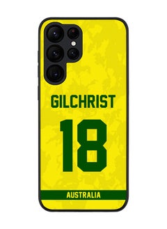 Rugged Black Edge Case for Samsung Galaxy S22 Ultra 5G, Slim fit Soft Case Flexible thin Cover - Player Name - Adam Gilchrist, Jersey Number- 18