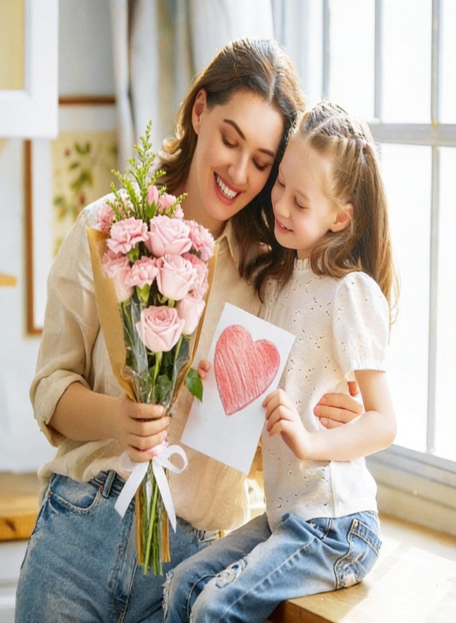 Sdfvsdg 50Pcs Flower Wrapping Bags Kraft Paper Floral Sleeves with Ribbons Clear Flower Wrapping Sleeves Bouquet Wrapping Paper for Mother's Day Wedding Birthday - Image 4