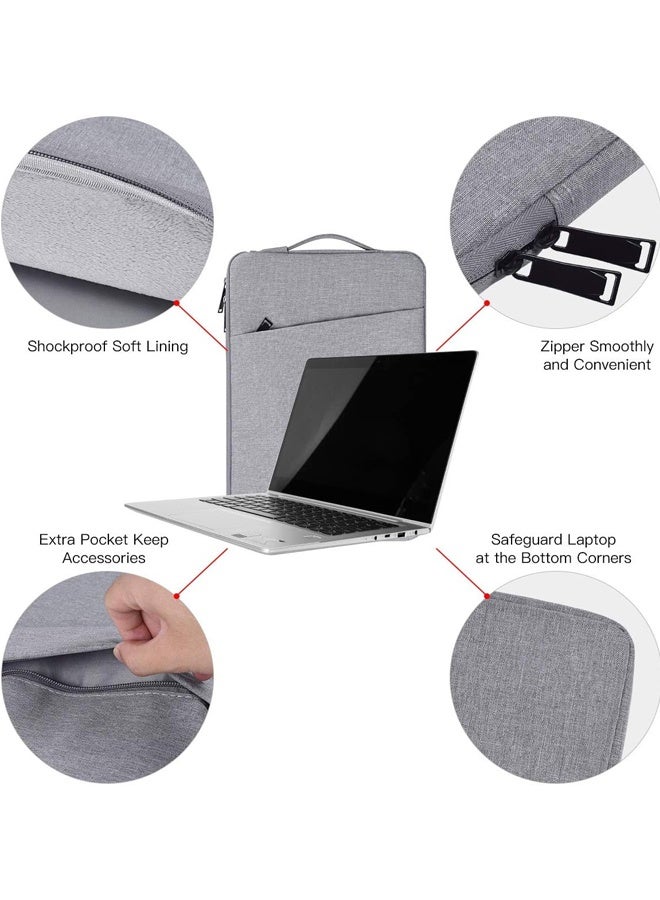 حقيبة كمبيوتر محمول رفيعة مقاومة للماء مقاس 14 بوصة، حقيبة حماية للكمبيوتر اللوحي والآيباد، حقيبة كمبيوتر محمول متوافقة مع ماك بوك إير وماك برو M1 وسيرفس لينوفو وديل وHP، حقيبة كمبيوتر مع جيب باللون الرمادي - Image 4