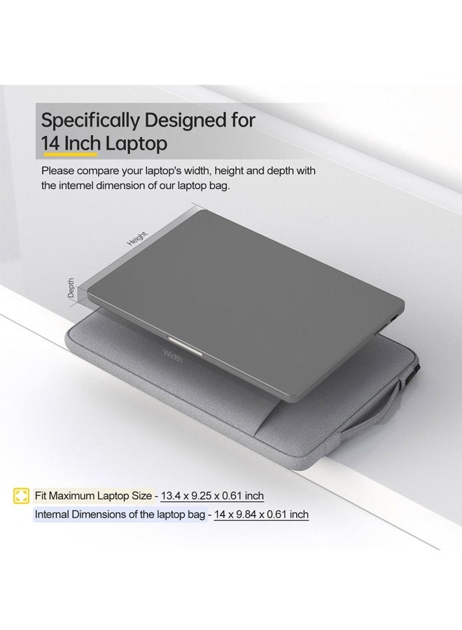 حقيبة كمبيوتر محمول رفيعة مقاومة للماء مقاس 14 بوصة، حقيبة حماية للكمبيوتر اللوحي والآيباد، حقيبة كمبيوتر محمول متوافقة مع ماك بوك إير وماك برو M1 وسيرفس لينوفو وديل وHP، حقيبة كمبيوتر مع جيب باللون الرمادي - Image 2