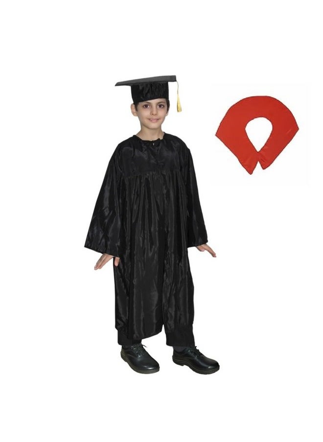 Kaku Fancy Dresses Kaku Fancy Dresses Graduation Gown With Hat & Stole/Scarf | Degree Costume For Convocation Dress For Boys & Girls (Black, 5-6 Years) - Silk  - Image 1