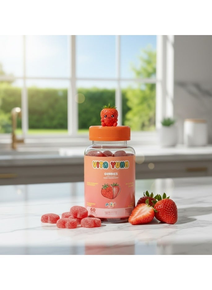 زهوة فيتا يم جاميز للأطفال متعددة الفيتامينات والمعادن بنكهة الفراولة، مكمل يومي مع الزنك وفيتامين C وD وB6 والبيوتين لدعم النمو والمناعة – 60 قطعة - Image 2