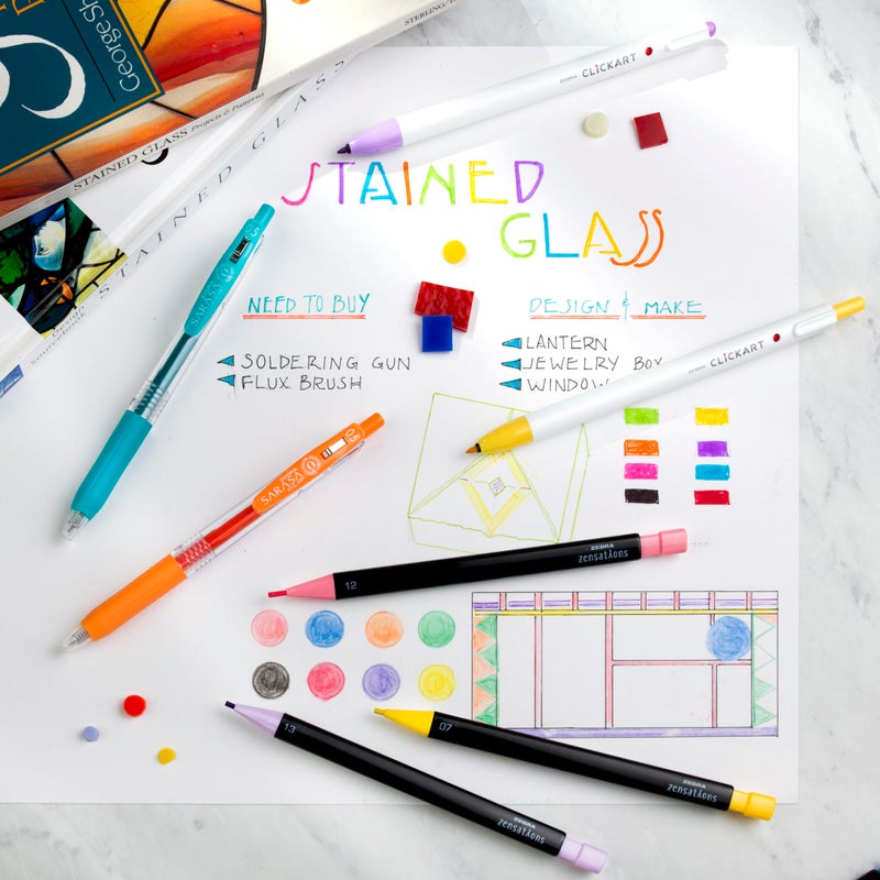 Zebra Pen Creative Essentials Clicking Set 24-Pack, Includes 8 ClickArt Markers, 8 Colored Pencils and 8 Sarasa Clip Retractable Gel Pens, Assorted Ink Colors, Ideal For Stocking Stuffers (76124) - Image 4