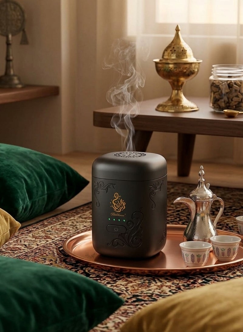 Bakhoor Bukhoor Portable Electronic Incense Burner Smart Bakhoor Oud Diffuser Rechargeable Electric Aroma Device Black - Image 3