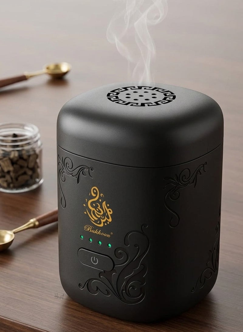 Bakhoor Bukhoor Portable Electronic Incense Burner Smart Bakhoor Oud Diffuser Rechargeable Electric Aroma Device Black - Image 2