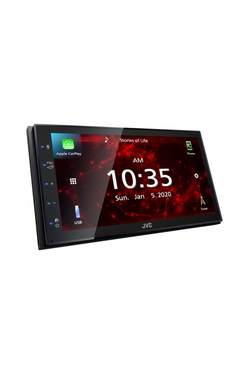 جي في سي مشغل الوسائط المتعددة JVC KW-M560BT Apple CarPlay Android Auto بشاشة لمس تكاثفية 6.8 بوصة، صوت بلوتوث ومكالمات بدون استخدام اليدين، مشغل MP3، نظام DIN مزدوج، معادل صوت 13 نطاقًا، SiriusXM، راديو سيارة AM/FM - Image 1