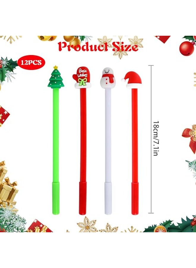 12 pieces - 0.3mm Christmas Ballpoint Pen, Black Gel Ink Pens - Image 2
