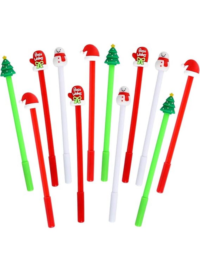 12 pieces - 0.3mm Christmas Ballpoint Pen, Black Gel Ink Pens - Image 1