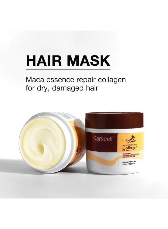 Karseell Collagen Hair Treatment Deep Repair Conditioning, Hair mask Shampoo and Conditioner Travel set For Dry Damaged Hair All Hair Types 3.38floz +2.4floz+2.4floz - Image 2