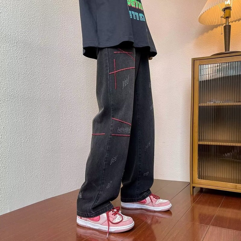 Unisex Classic Denim Jeans Loose Fit Daily Outdoor Wear - Image 1