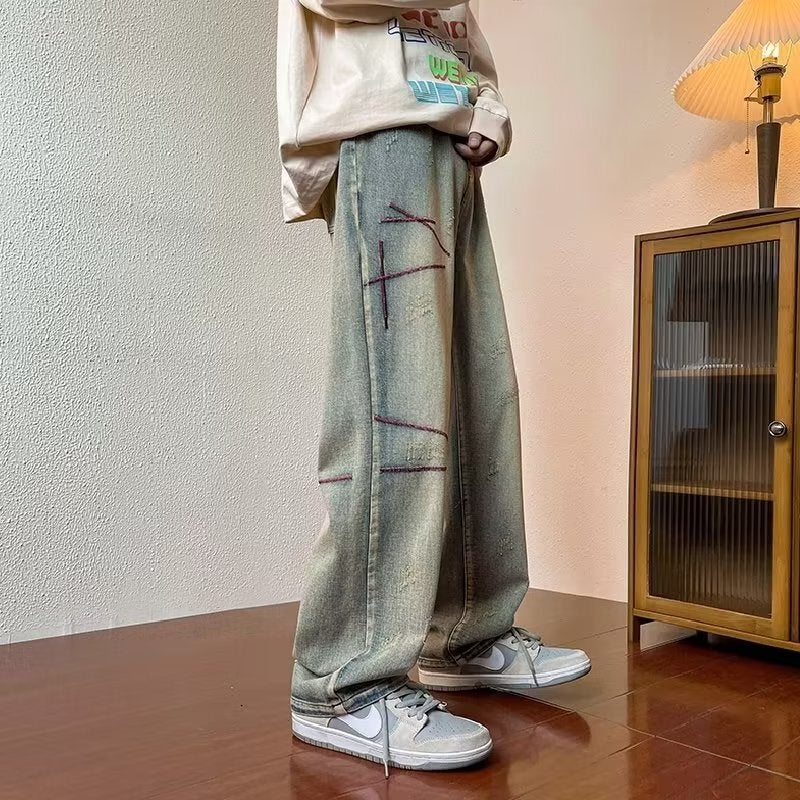 Unisex Classic Denim Jeans Loose Fit Daily Outdoor Wear - Image 2