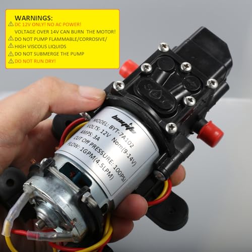 bayite 12V DC Fresh Water Pressure Diaphragm Pump with Hose Clamps Self Priming Sprayer Pump with Pressure Switch 4 L/Min 1.0 GPM 80 PSI for RV Camper Marine Boat - Image 3