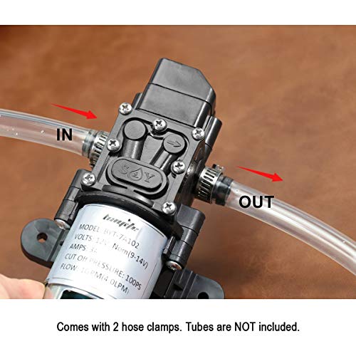 bayite 12V DC Fresh Water Pressure Diaphragm Pump with Hose Clamps Self Priming Sprayer Pump with Pressure Switch 4 L/Min 1.0 GPM 80 PSI for RV Camper Marine Boat - Image 4