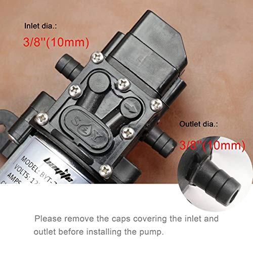 bayite 12V DC Fresh Water Pressure Diaphragm Pump with Hose Clamps Self Priming Sprayer Pump with Pressure Switch 4 L/Min 1.0 GPM 80 PSI for RV Camper Marine Boat - Image 2