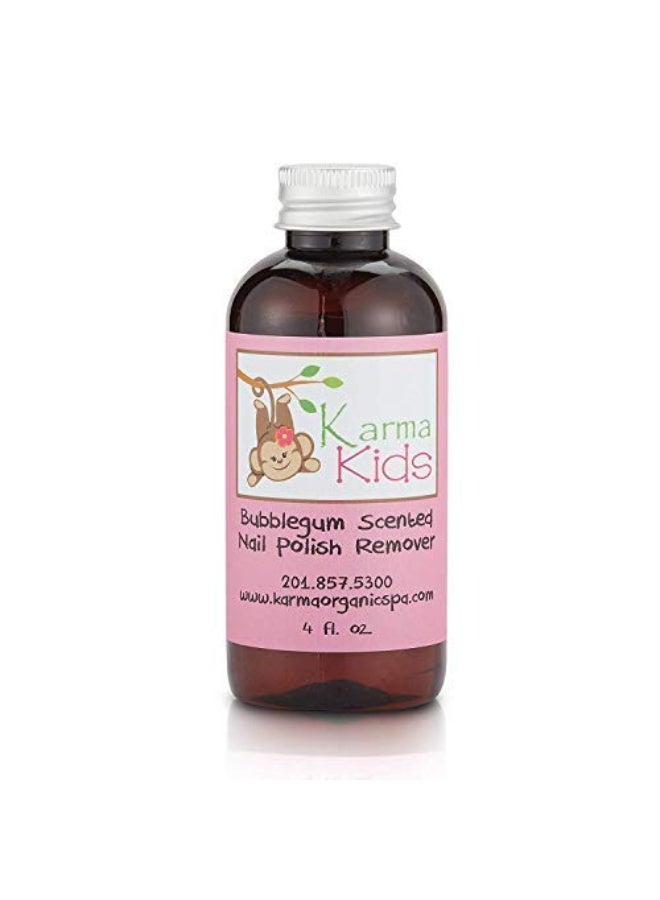 karma organic مزيل طلاء الأظافر الطبيعي العضوي من كارما برائحة العلكة للأطفال - غير سام، نباتي، خالي من التجارب على الحيوانات، خالي من الأسيتون - مقوي للأظافر - 4 أونصة سائلة. - Image 1