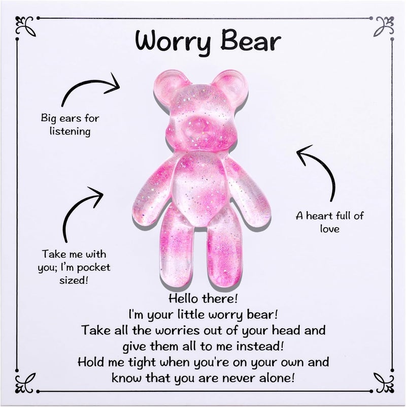 Aesnefe Pocket Bear Hug, Anxiety Relief Gifts, Mental Health Positivity Gift for Men Women, Autism Fidget Gift, Stress Relief Gift for Her, Thoughtful Gifts for School Anxiet, Light Pink - Image 1