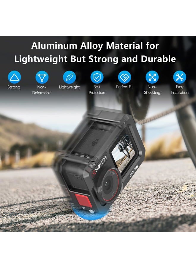 AMAZEAR Metal Cage for DJI Osmo Action 5 Pro Premium Accessories,DJI Action5 Pro Multifunctional Protective Frame Aluminum Housing Cover Combo Kit with Screen Protector - Image 4