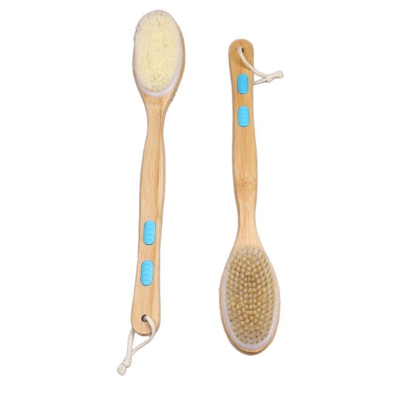 فرشاة جسم طويلة المقبض مزدوجة الجوانب للتقشير الطبيعي، للاستخدام الجاف والرطب، تقليل السيلوليت وتدليف الليمفاوي، مقشرة الجسم للبشرة الناعمة - Image 1