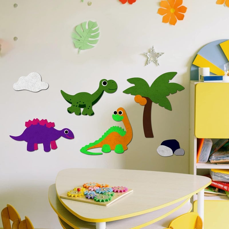 Luckam 41 Pcs Dinosaur Flannel Felt Board Stories 3.5 Ft Wall Hanging Kit Birthday Gift Classroom Activity Kits Early Learning Interactive Play Kits - Image 3