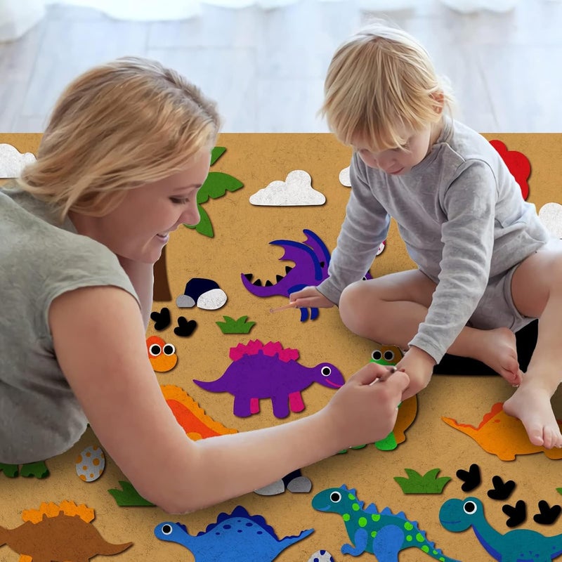 Luckam 41 Pcs Dinosaur Flannel Felt Board Stories 3.5 Ft Wall Hanging Kit Birthday Gift Classroom Activity Kits Early Learning Interactive Play Kits - Image 2