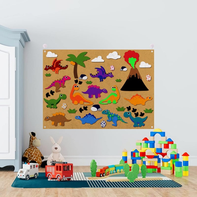 Luckam 41 Pcs Dinosaur Flannel Felt Board Stories 3.5 Ft Wall Hanging Kit Birthday Gift Classroom Activity Kits Early Learning Interactive Play Kits - Image 5