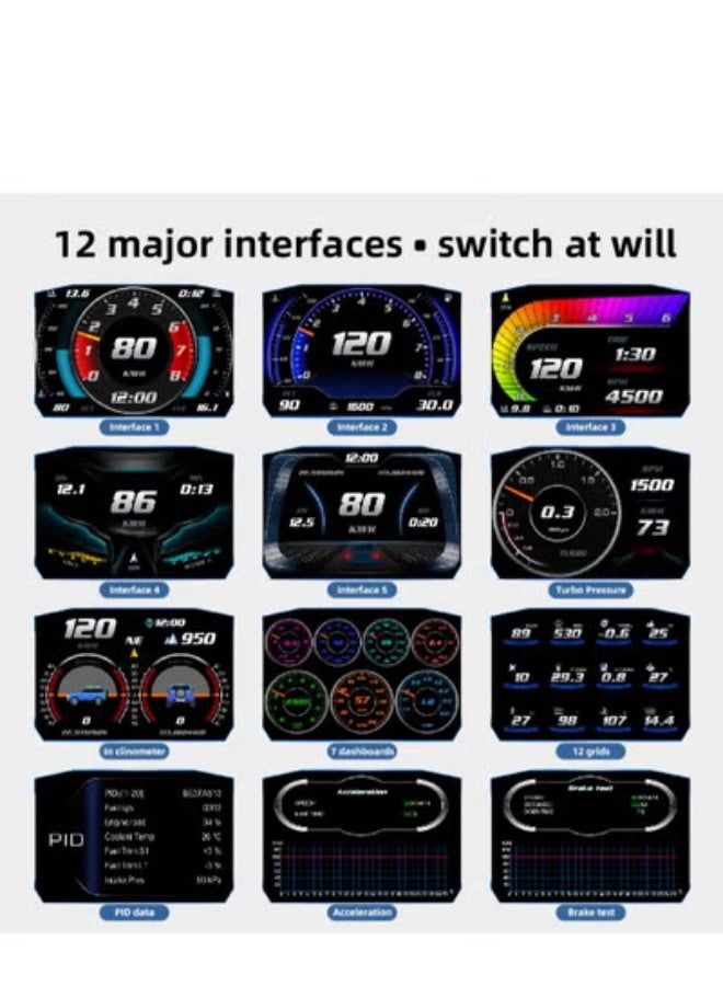 GULFLINK Head Up Display OBD LCD Vehicle Speed Meter P1 - Image 4