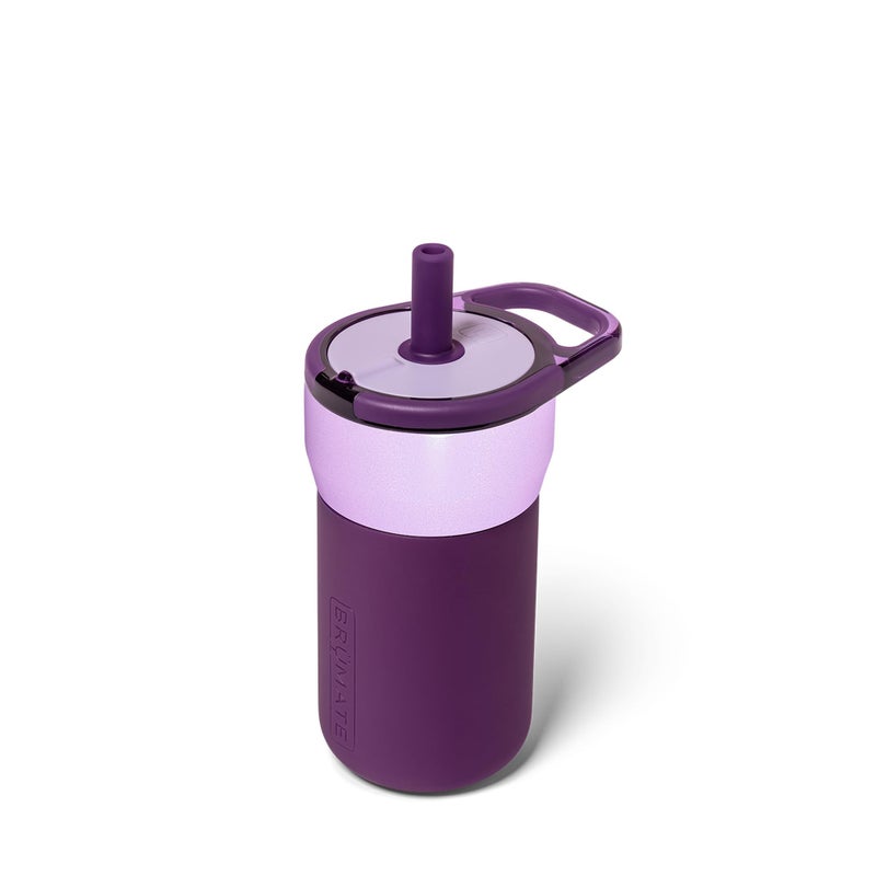 BrÃ¼Mate Leap 12oz 100% Leakproof Kids Tumbler with Handle & Silicone Soft Straw | Durable Drop Resistant Silicone Sleeve | Made of Insulated Stainless Steel | Cup Holder Friendly | (Violet Crush) - Image 1