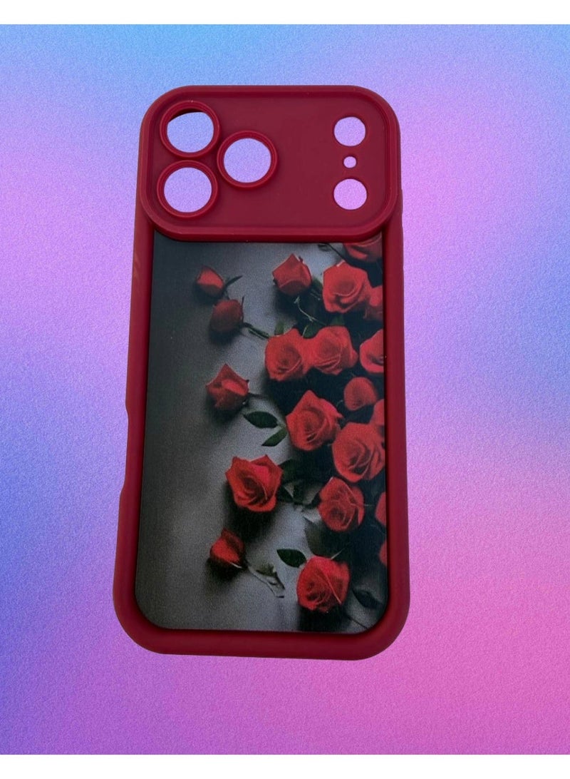 غطاء هاتف محمول لهاتف iPhone 17 Pro Max، بنقوش زهور أنيقة وملونة، مناسب للفتيات والسيدات، مصنوع من السيليكون الناعم الرقيق، مع إطار TPU مقاوم للصدمات والخدوش. - Image 2