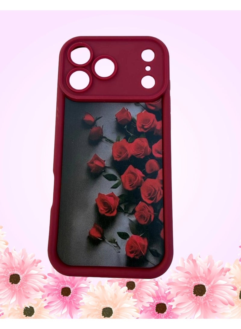 غطاء هاتف محمول لهاتف iPhone 17 Pro Max، بنقوش زهور أنيقة وملونة، مناسب للفتيات والسيدات، مصنوع من السيليكون الناعم الرقيق، مع إطار TPU مقاوم للصدمات والخدوش. - Image 5