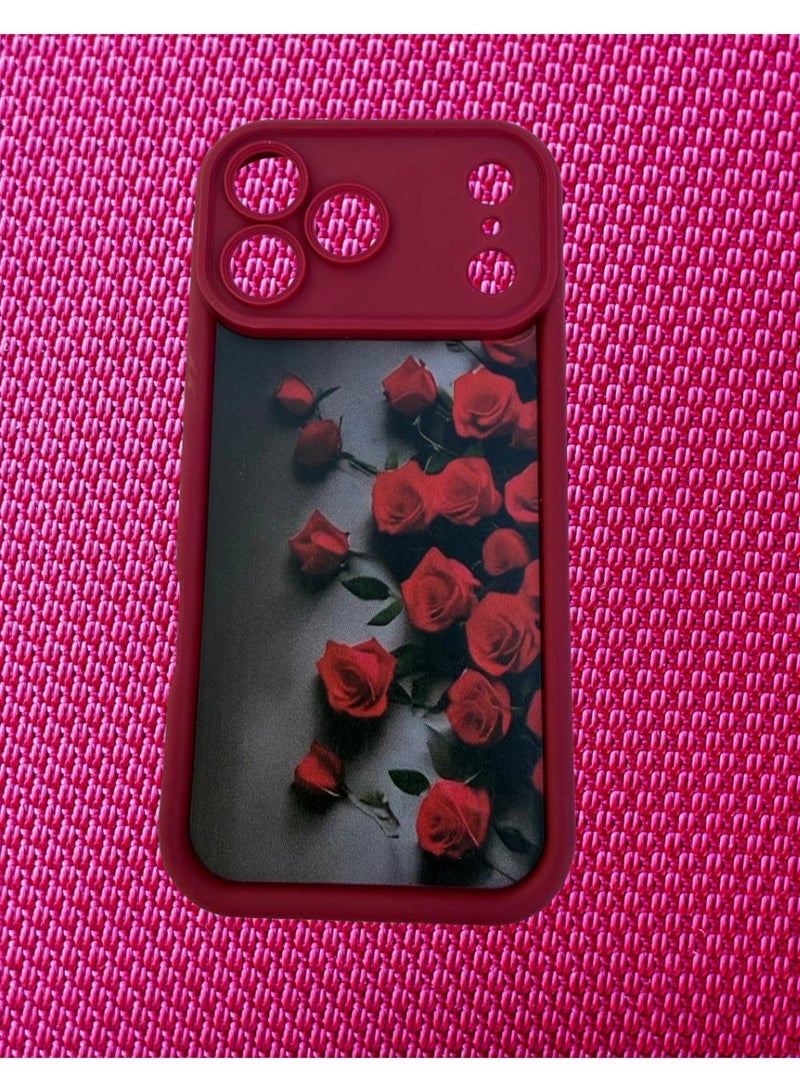 غطاء هاتف محمول لهاتف iPhone 17 Pro Max، بنقوش زهور أنيقة وملونة، مناسب للفتيات والسيدات، مصنوع من السيليكون الناعم الرقيق، مع إطار TPU مقاوم للصدمات والخدوش. - Image 3