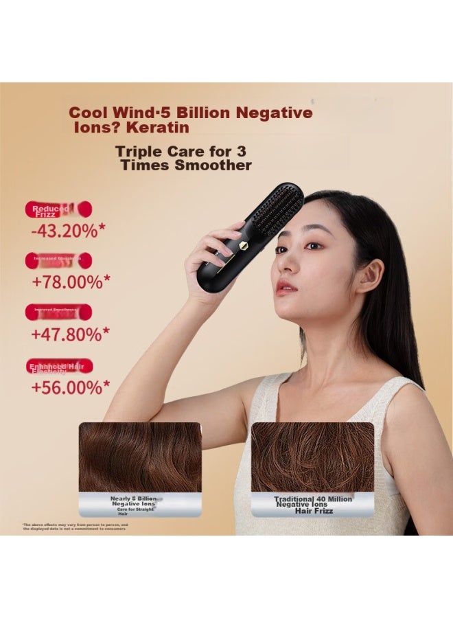 Ubelle Cold Air Wireless Straightening Brush, Negative Ion Hair-friendly Straightening Iron, Curling Iron, Dual-use Hair Tool, Gift For Women's Day, Zf09, Qixi Valentine's Day Gift - Image 1