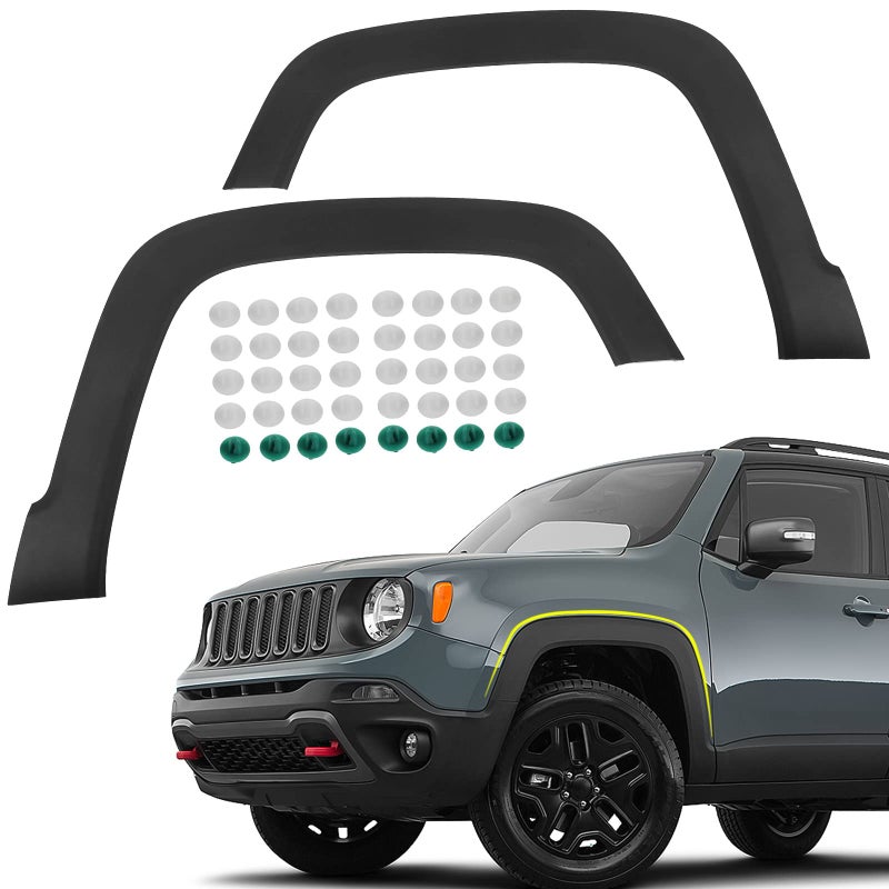 FIONE One Pair Front Wheel Arch Fender Flares Compatible with Jeep Renegade 20152022 Moulding Molding Trim Cover Pair Left Driver  Right Passenger Side 5XB65LXHAA 5XB64LXHAA CH1290113 CH1291113